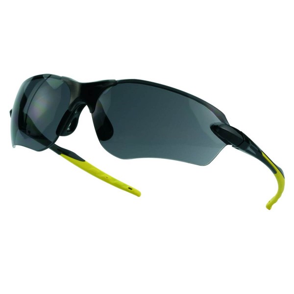 Schutzbrille Flex grau antikratz TECTOR EN 166 elastische Bügel schwarz-gelb NEU 